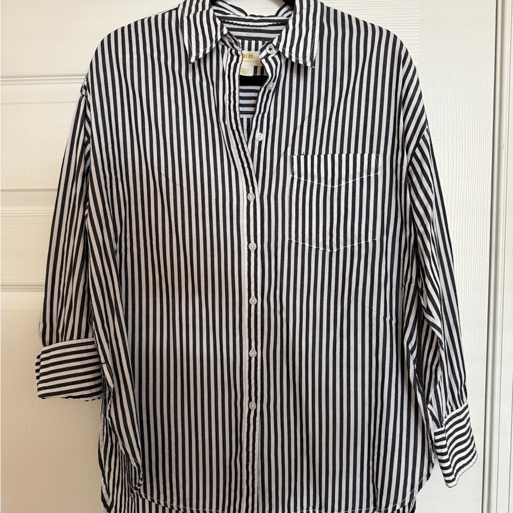 Anthropologie Maeve Black and White Striped Buttondown Shirt